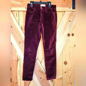 Frame Le High Skinny Velvet Pants Pinot Red Size 26 Mid Rise